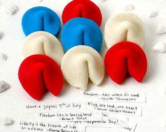 July 4th Fortune Cookies!   Red, White and Blue Classic Marzipan Cookies!  Perfect for BBQ and Celebrations!