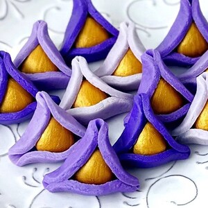 Purim Purple Ombré Marzipan Hamantaschen or Hamantashen!  Vegan, Great for Mishloach Manot and Purim Parties!  Perfect for Kids & Adults!