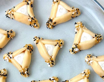 Marzipan Purim Hamantaschen w/ Everything Topping | Luxury Almond Candy | Gourmet Cookies | Kosher, Parve, Vegan | Purim Gift