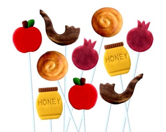 Rosh Hashanah Marzipan Lollipops! Delicious Holiday Dinner Hostess Gift! Apples & Honey! Shofar + Challah Candy! Certified Kosher!