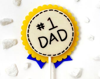 Father's Day Extra-Large Lollipop! Blue Ribbon Marzipan!  XL Pop Gift for Dad!