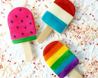 Beach Party Popsicles Marzipan Candy for Summer!  Great favors for Birthdays, Pool Parties and Summer Celebrations! Cool Vegan Treat!