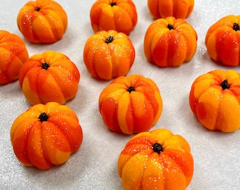 ¡Dulces de calabaza con brillo y efecto tie-dye! ¡Decoración de mesa y regalo para la anfitriona de Acción de Gracias! ¡Calabazas de mazapán!