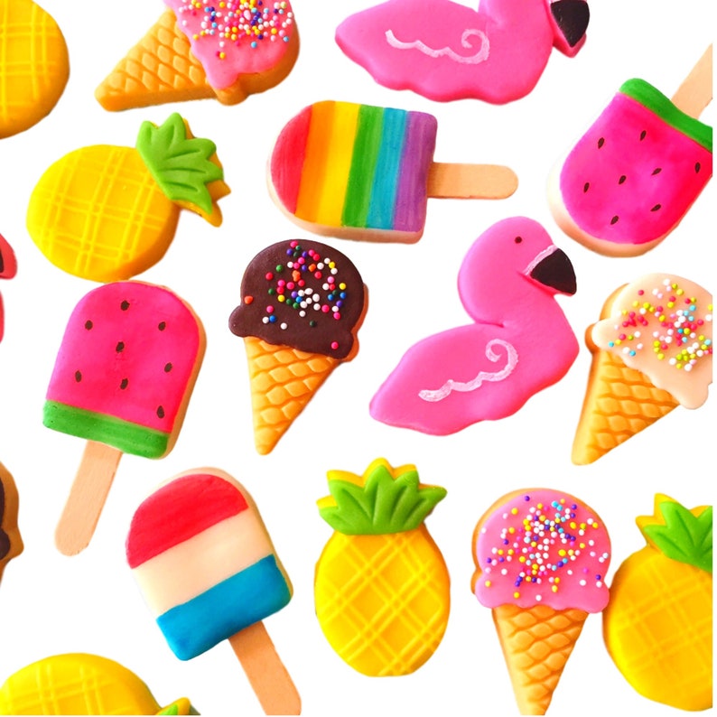 Tropical Marzipan Candy Treats Packed in a Gift Box Flamingos, Pineapples, Popsicles and Ice Cream Cones image 5