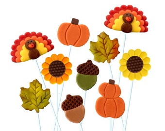 Thanksgiving Marzipan Candy Lollipops!  Thanksgiving Place Settings and Hostess Gift! Pumpkins, Turkeys and more!