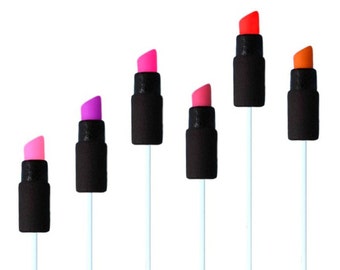 Edible Lipstick Lollipops - for Make up Party or Mother's Day! Delicious Makeup Marzipan Candy in Gorgeous Colors!