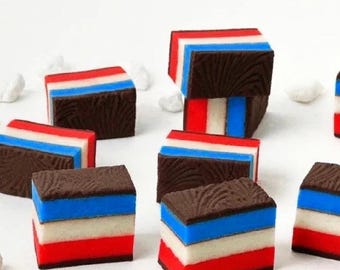 July 4th Rainbow Cookies!   Red, White and Blue Classic Cookies!  Perfect for BBQ and Celebrations!