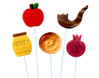 Rosh Hashanah Marzipan Lollipops!  Delicious Holiday Dinner Hostess Gift!  Apples & Honey! Shofar + Challah Candy!  Certified Kosher!