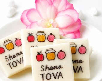 Rosh Hashanah Shana Tova Marzipan Edible Place Cards (set of 10) - Kosher, Vegan