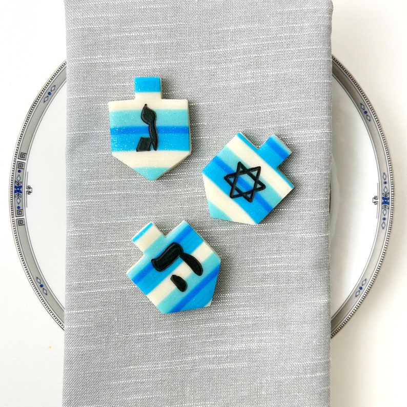 Sparkly Striped Hanukkah Dreidel Candies Delicious Hanukkah Dreidels for Hostess Gift, Dreidel Parties, Table Settings Certified Kosher image 3