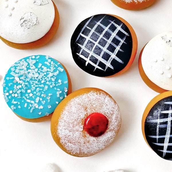 Hanukkah Mini Sufganiyot Donuts!  Stunning Vegan Marzipan Mini Doughnuts!  Delicious for Kids and as a Hostess Gift!  Certified Kosher!