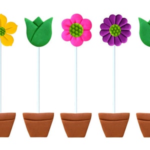 Tall Flower Pot Bouquet 2-in-1 Marzipan Candy Lollipops!   Delicious Gift for Mom!