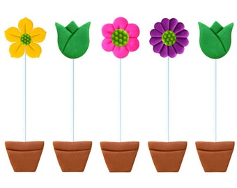 Tall Flower Pot Bouquet 2-in-1 Marzipan Candy Lollipops!   Delicious Gift for Mom!