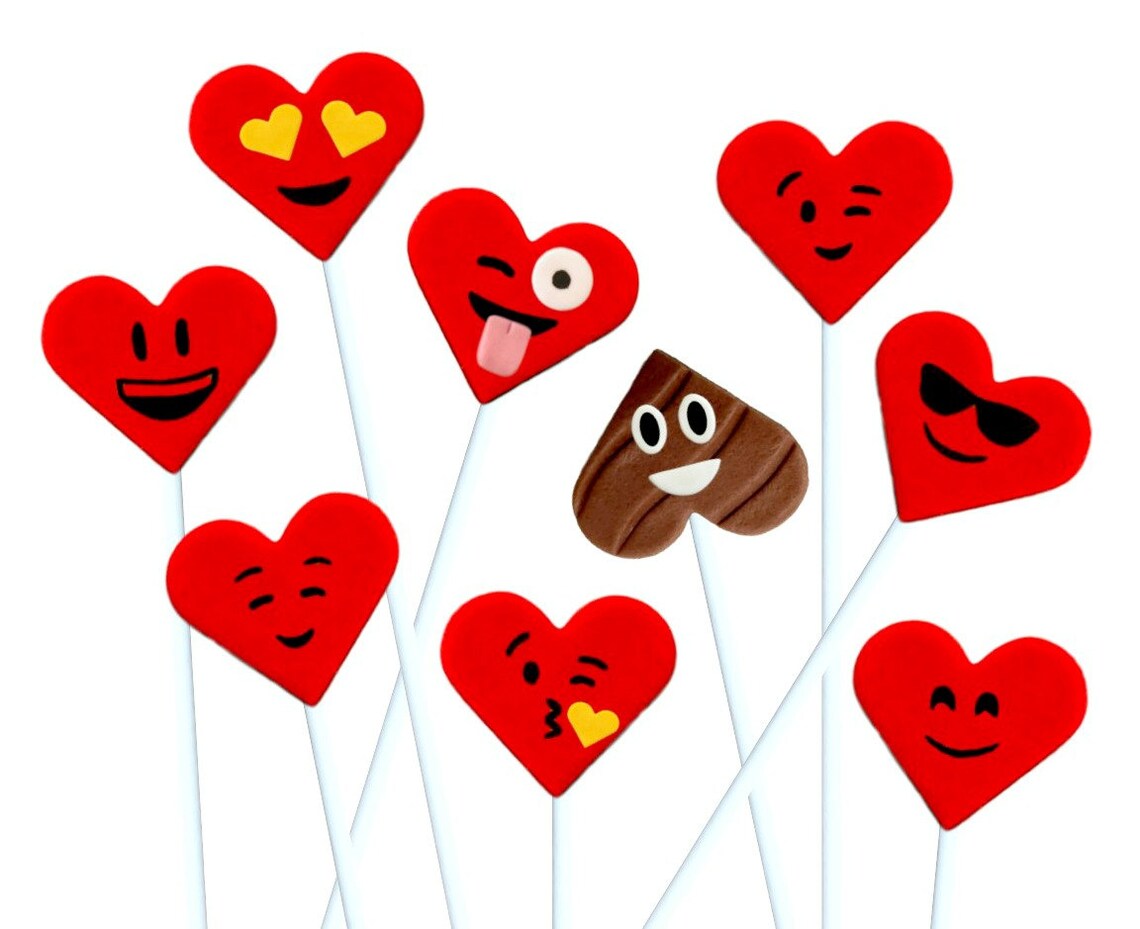Emoji Hearts Candy Marzipan Lollipops Delicious | Etsy