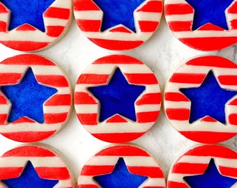 July 4th Linzer Cookie Collection - Limited Edition - Individually Wrapped, Hand-Painted, Gorgeous Marzipan USA Stars & Stripes