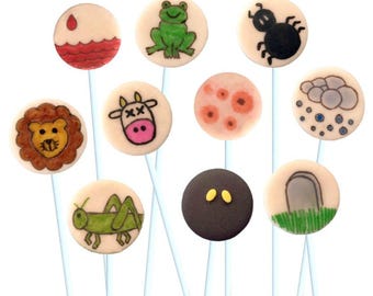 Passover Ten Plagues Lollipops for Pesach Seder - Fun and Delicious marzipan!  Kids + Adults!  Hostess Dinner Gift & Passover Family Seder!