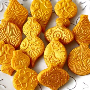 Luxe Golden Marzipan Ornaments - Edible Ornaments!  Perfect for Stocking Stuffers, Table Settings and Hostess Gifts!
