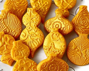 Luxe Golden Marzipan Ornaments - Edible Ornaments!  Perfect for Stocking Stuffers, Table Settings and Hostess Gifts!