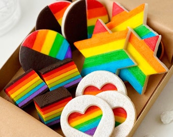 Jewish Pride Rainbow Cookie Basket Collection - Limited Edition - Individually Wrapped, Hand-Painted, Gorgeous Rainbows