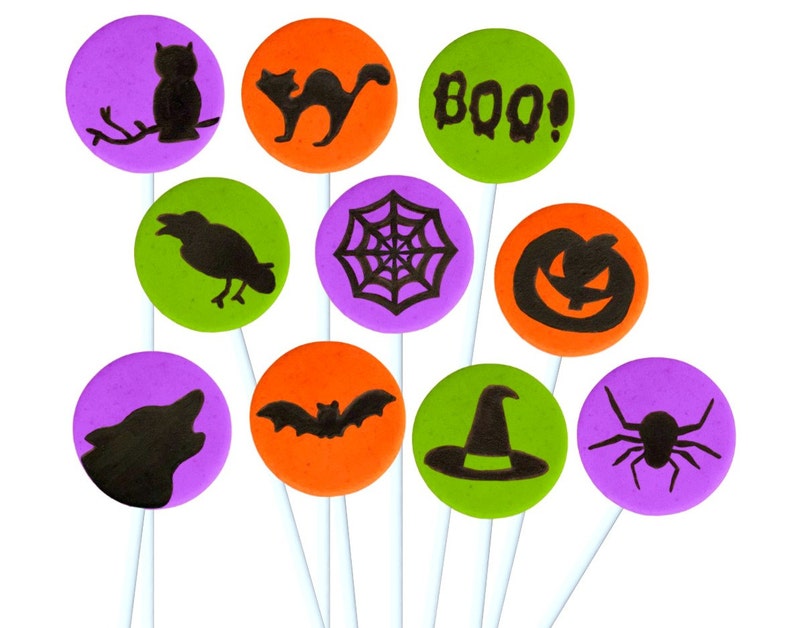 Halloween Candy Lollipops Spooky Halloween Silhouette Party Favors Witches, Spiders, Bats and more image 1