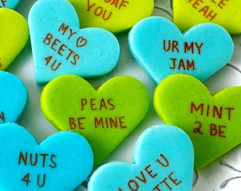 Foodie Conversation Hearts Candy - Marzipan Candy Tiles! Celebrate Valentine's Day with your Favorite Foodie!