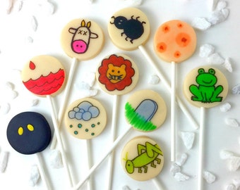 Ten Plagues Passover Lollipops for Pesach Seder - a fun Passover hostess gift and kids Seder gift!  Marzipan Candy Pops!