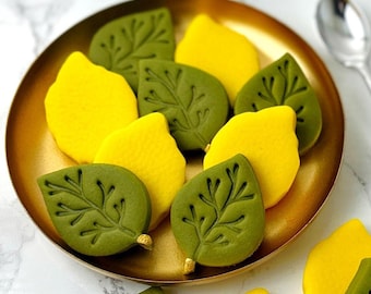 Sukkot Lulav Leaf & Etrog Marzipan Cookie Candy Gift Box! Delicious Hostess Gift for Sukkah Celebrations and Place Settings - and Kosher!