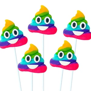 Rainbow Poop Emoji Candy Lollipops!  Edible, Delicious, Gorgeous Hand-Painted Marzipan Treats!