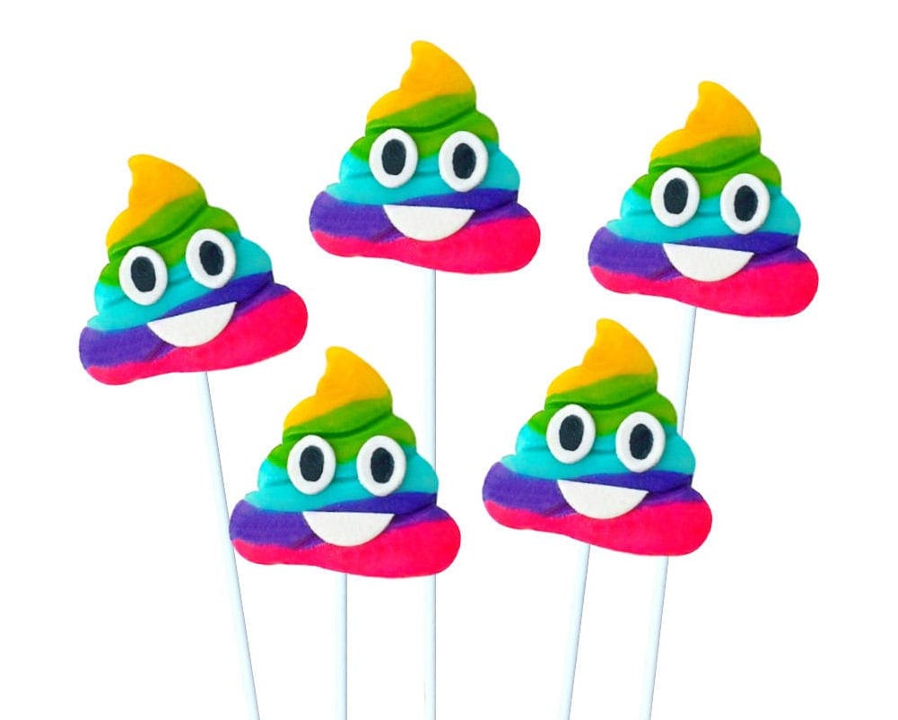 Emoji Poop Pou Rainbow Colors Edible Cake Topper Image ABPID07782