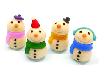 SNOWMAN Quartet Christmas marzipan candy - Edible marzipan gift sculptures for Christmas -  Delicious Snowmen Treat!