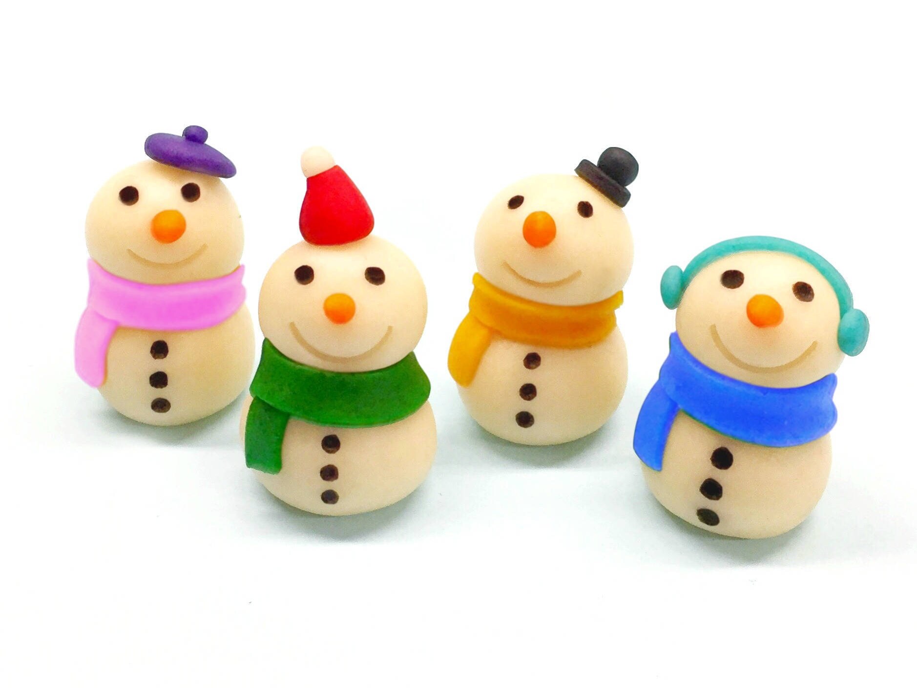 マジパン製雪だるまキャンディ4点セット – 食べられるクリスマスギフト