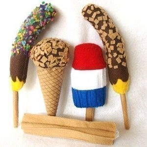 COUNTY FAIR Treats PDF Felt Food Pattern Cotton Candy, Frozen Bananas, Ice Cream, Popsicle, Churro image 3