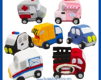 City & Emergency Cars - PDF Pattern (Garbage Truck, Police Car, Ambulance, Fire Truck, Car, Ice Cream Truck, Mail Truck)