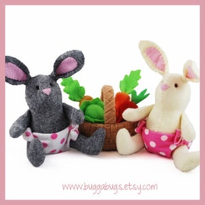 BABY BUNNIES - PDF Pattern (Easter Bunny, Basket, Vegetables)