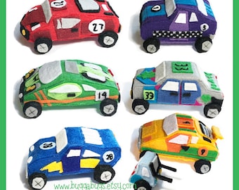 VOITURES DE COURSE - Patron de couture PDF (Red Racer, Green Racer, Blue Racer, Yellow Racer, Grey Racer, Purple Racer, Fork Lift)