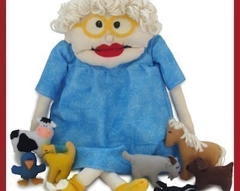 I Know An Old Woman - PDF Doll Pattern (Doll, Fly, Spider, Bird, Cat, Dog, Goat, Cow, Horse)