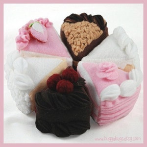 TEA CAKES - PDF Felt Food Pattern (German Chocolate, Black Forest, White, Confetti, Strawberry, Triple Layer, Cake Stand)