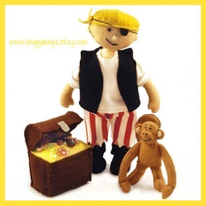 PIRATE JACK - PDF Doll Pattern (Pirate, Monkey, Treasure Chest)