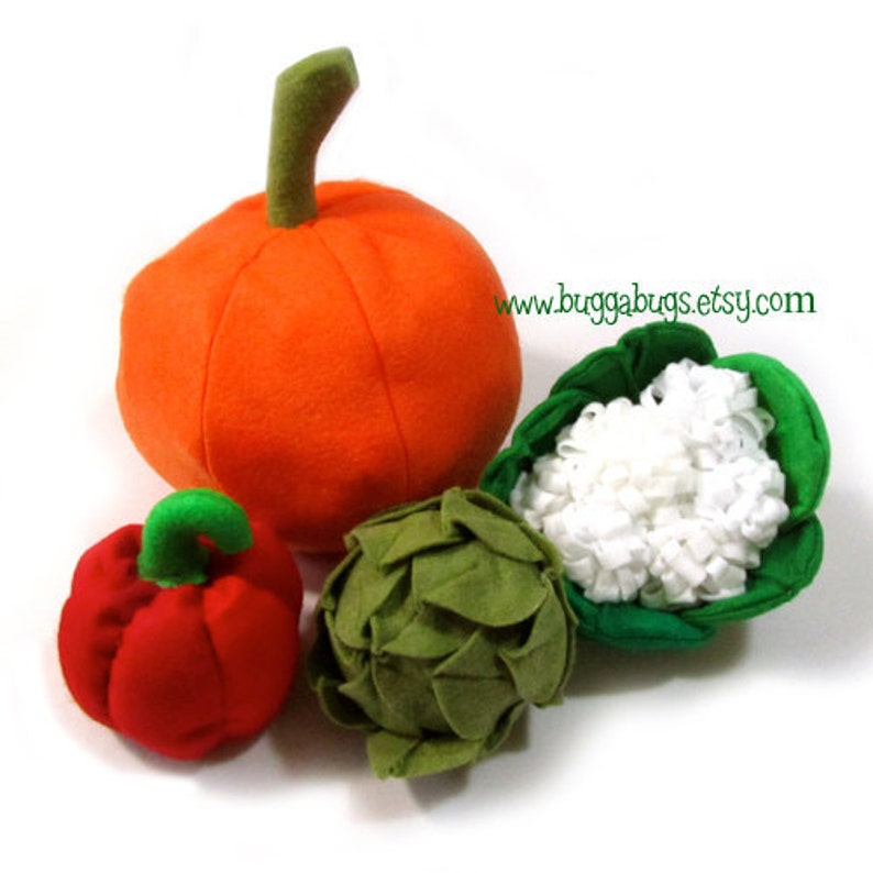 GARDEN VEGGIES Felt Food PDF Pattern Pumpkin, Artichoke, Bell Pepper, Radish, Turnip, Butternut Squash, Cauliflower, Jalapeño image 4