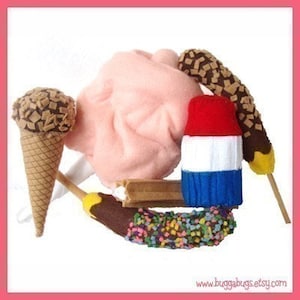 COUNTY FAIR Treats PDF Felt Food Pattern Cotton Candy, Frozen Bananas, Ice Cream, Popsicle, Churro image 1