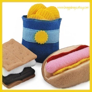 CAMPING SET PDF Felt Food Pattern Hot Dog, Bun, Chips, S'more image 1