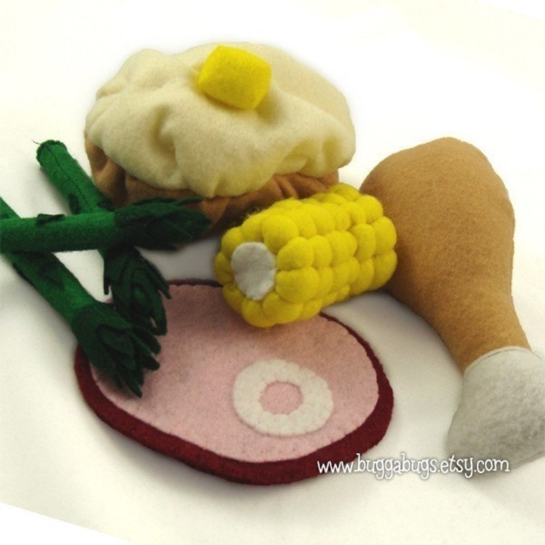 HOLIDAY DINNER PDF Pattern Turkey, Ham, Baked Potato, Corn, Asparagus image 3