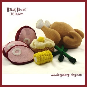 HOLIDAY DINNER PDF Pattern Turkey, Ham, Baked Potato, Corn, Asparagus image 2