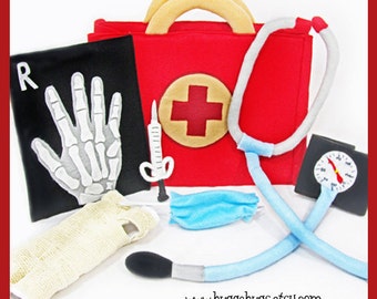 DOCTOR KIT - PDF Pattern (Bag, Stethoscope, Blood Pressure Cuff, Cast, Syringe, Mask, X-Ray)