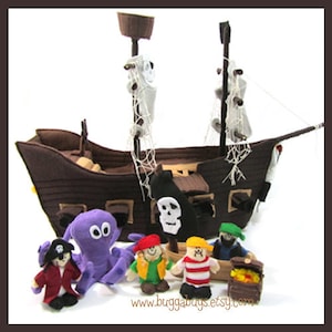 NAVIO PIRATA - PDF Padrão de Navio e Tripulação (Navio, Barco Salva-vidas, Polvo, Capitão, Tripulação, Baú do Tesouro)