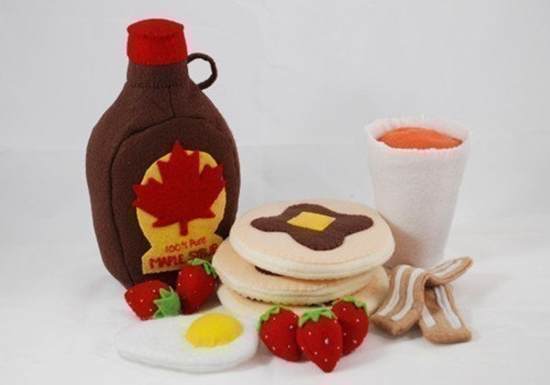 PANCAKE BREAKFAST PDF Felt Food Pattern Pancakes, Maple Syrup, Bacon, Egg, Strawberries, Orange Juice, Cup image 2