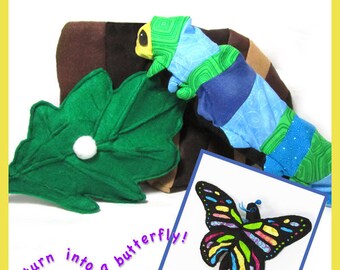 Butterfly Life Cycle - PDF Pattern (Leaf, Egg, Cocoon, Reversible Caterpillar)