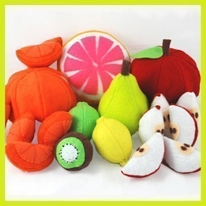 FUN FRUIT PDF Felt Food Pattern Apple and Orange Slices and Peels, Lemon, Lime, Kiwi, Grapefruit, Pear image 1