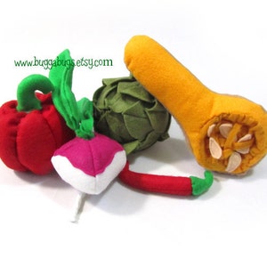 GARDEN VEGGIES Felt Food PDF Pattern Pumpkin, Artichoke, Bell Pepper, Radish, Turnip, Butternut Squash, Cauliflower, Jalapeño image 2