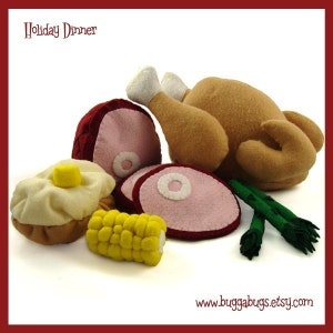 HOLIDAY DINNER - PDF Pattern (Turkey, Ham, Baked Potato, Corn, Asparagus)